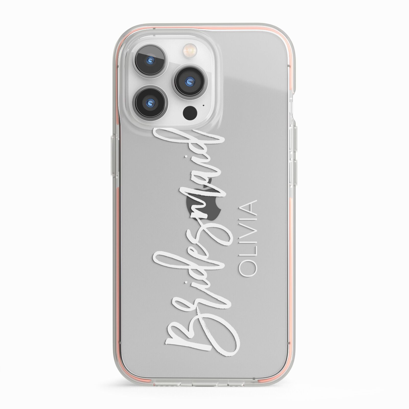 Bridesmaid Personalised iPhone 13 Pro TPU Impact Case with Pink Edges