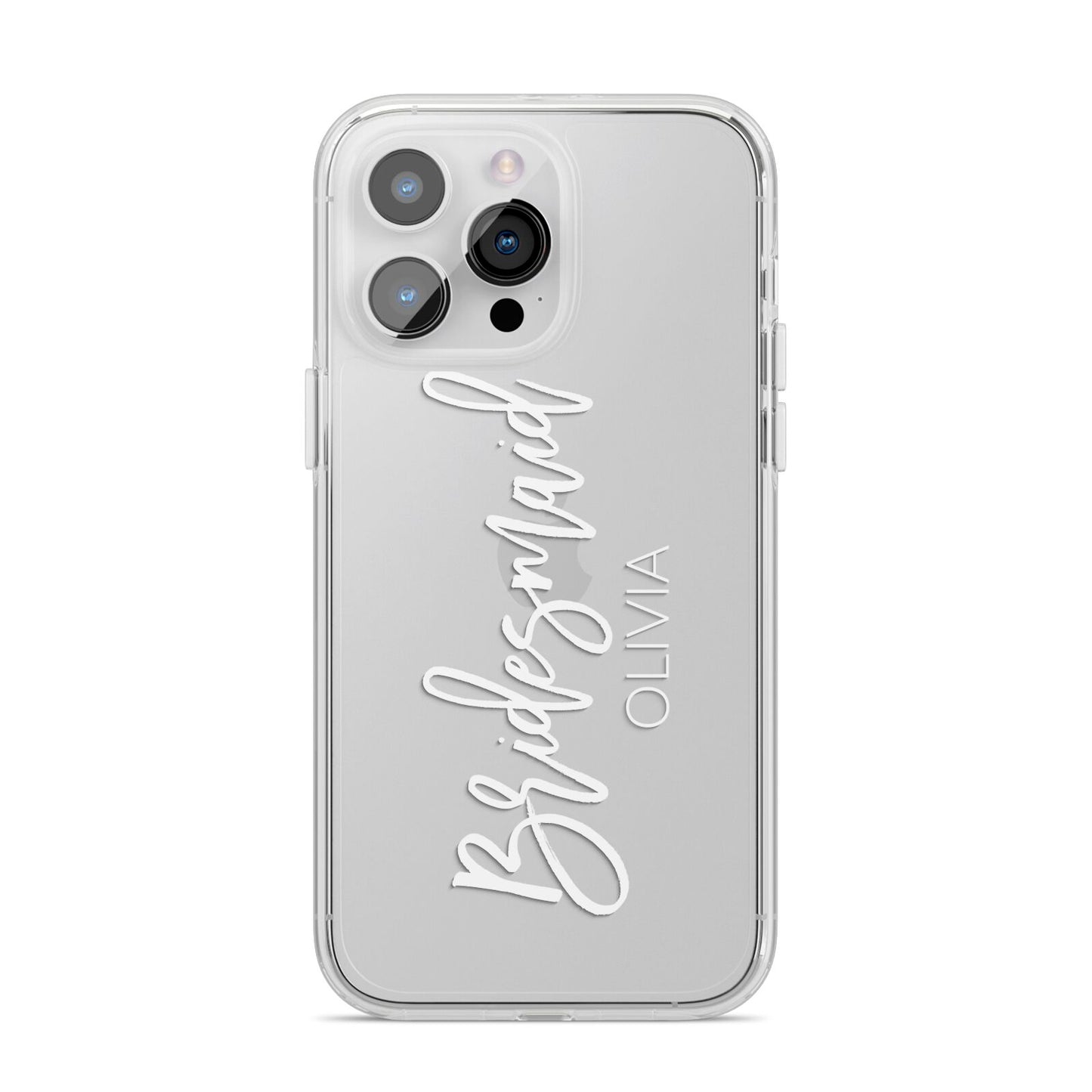 Bridesmaid Personalised iPhone 14 Pro Max Clear Tough Case Silver