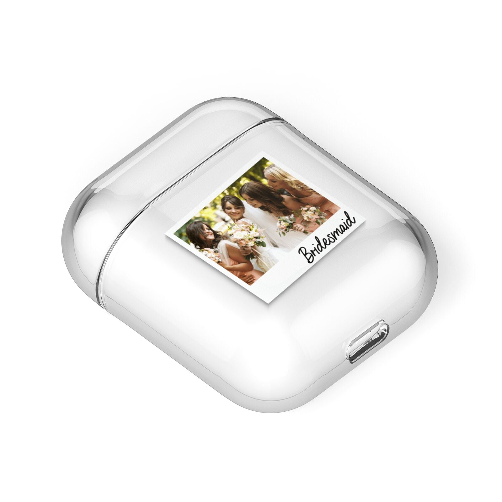 Bridesmaid Photo AirPods Case Laid Flat