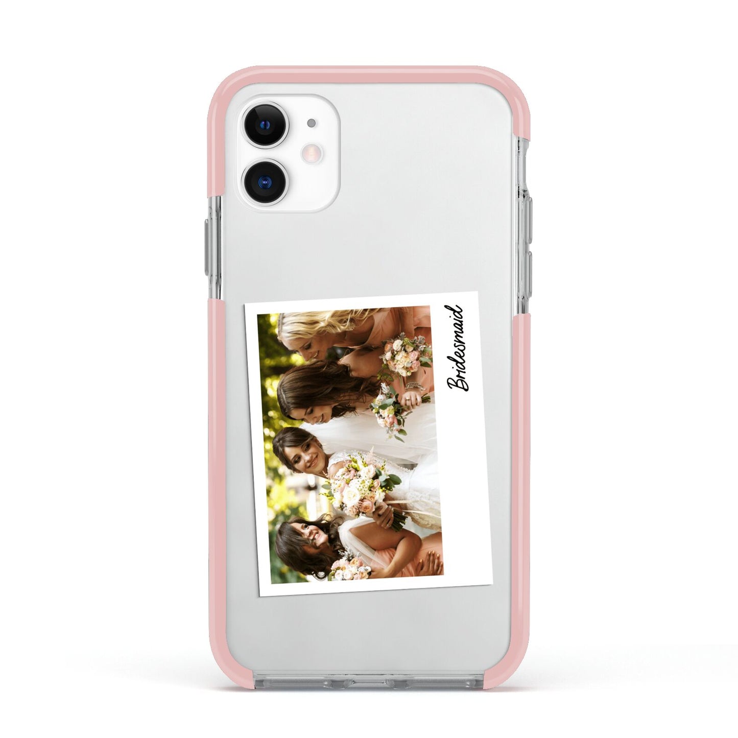 Bridesmaid Photo Apple iPhone 11 in White with Pink Impact Case