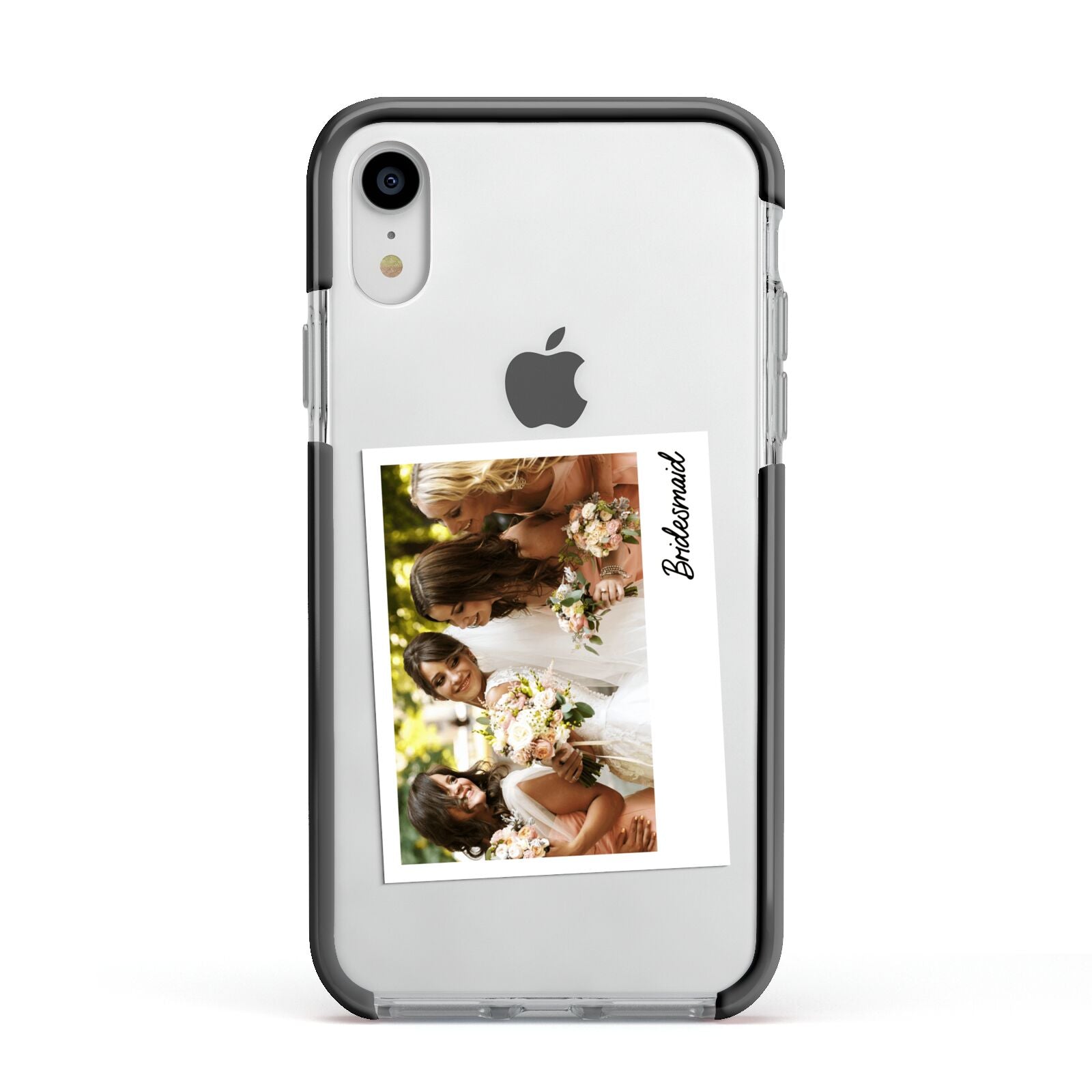 Bridesmaid Photo Apple iPhone XR Impact Case Black Edge on Silver Phone