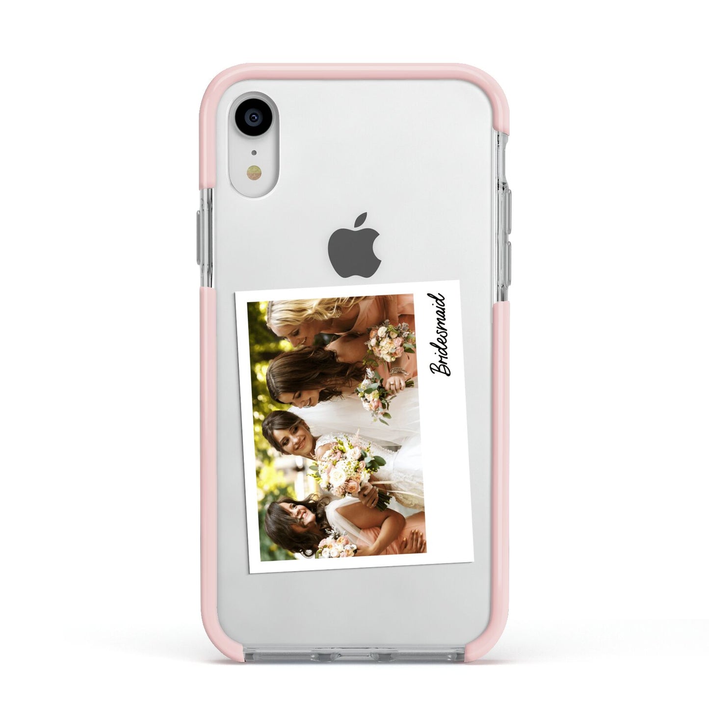 Bridesmaid Photo Apple iPhone XR Impact Case Pink Edge on Silver Phone