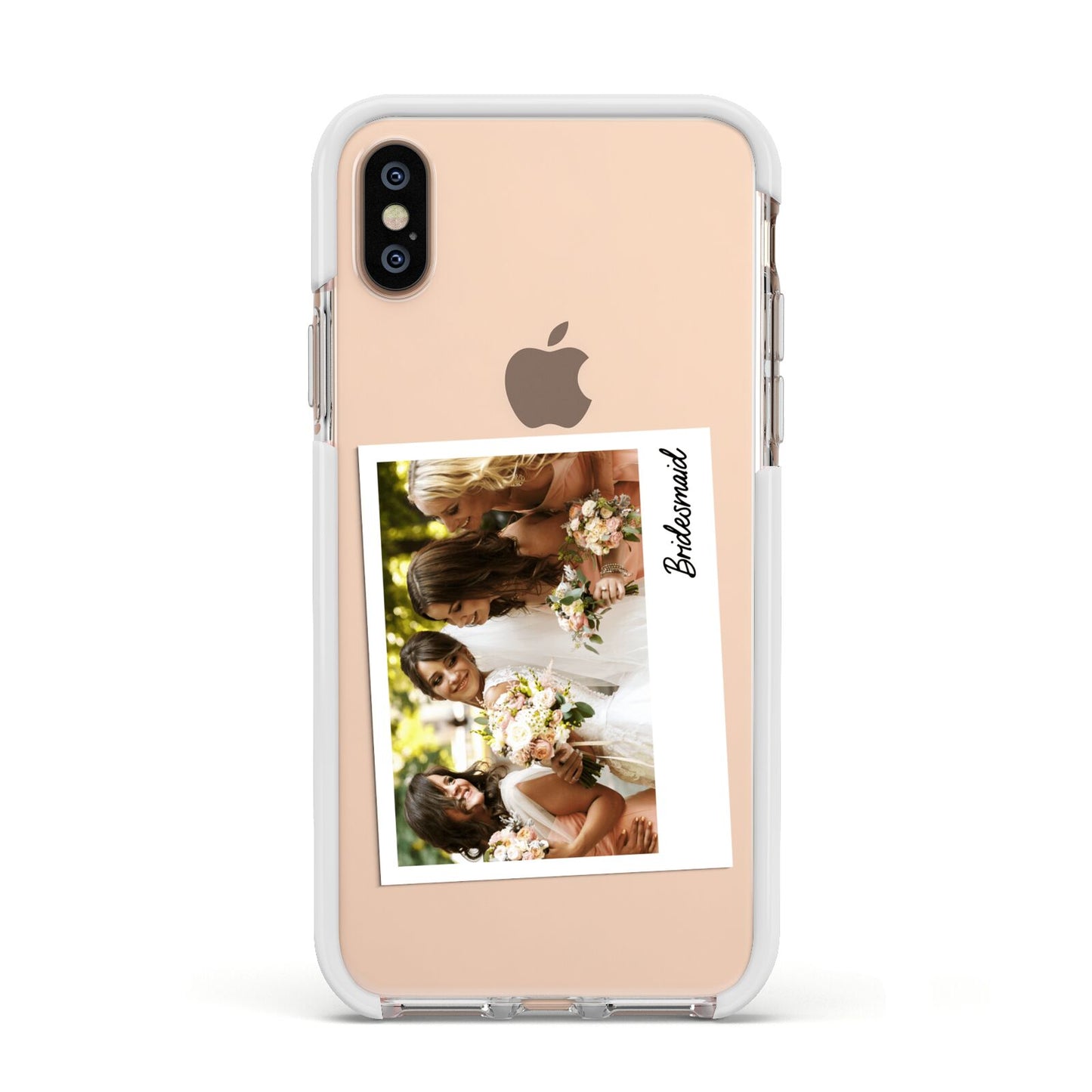 Bridesmaid Photo Apple iPhone Xs Impact Case White Edge on Gold Phone