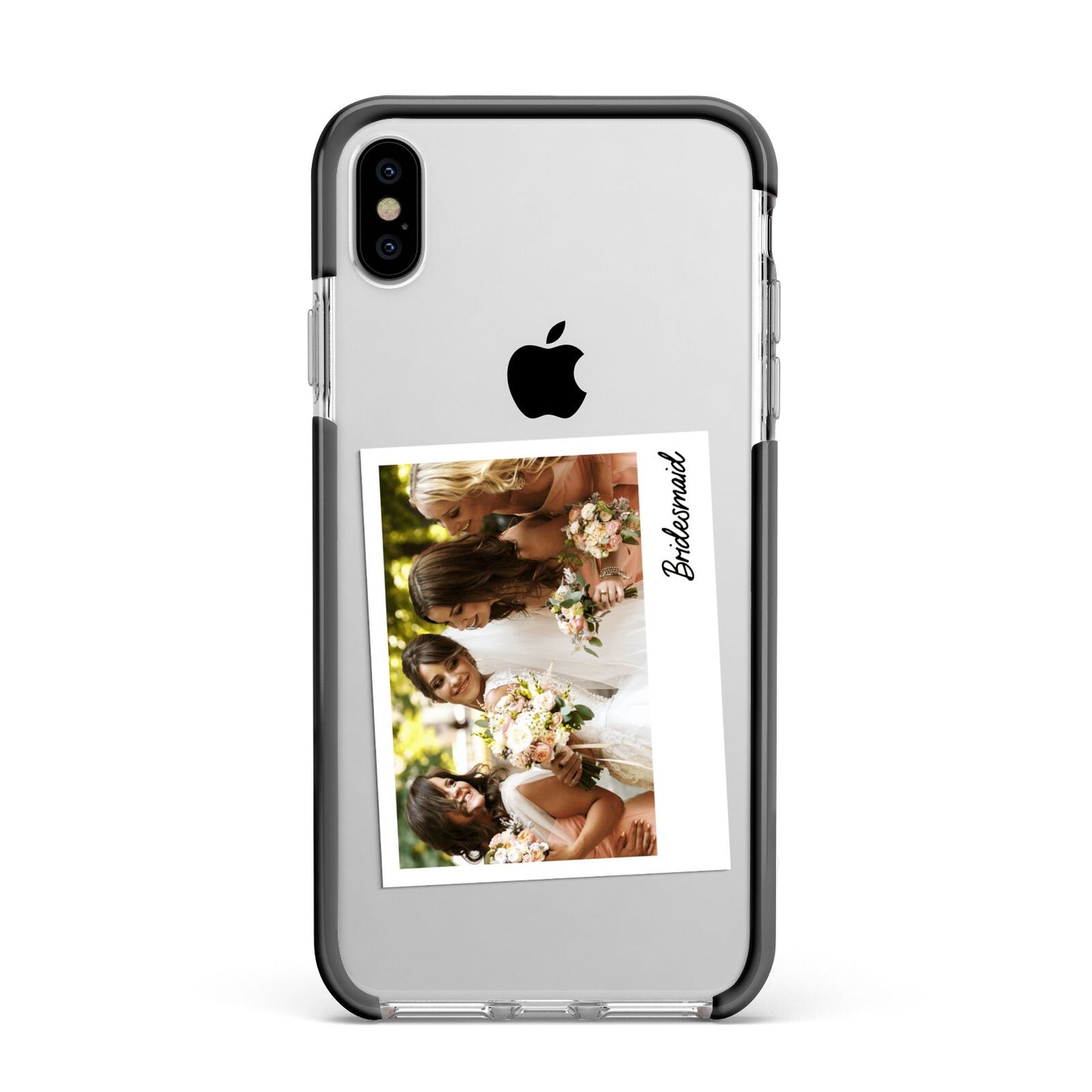 Bridesmaid Photo Apple iPhone Xs Max Impact Case Black Edge on Silver Phone