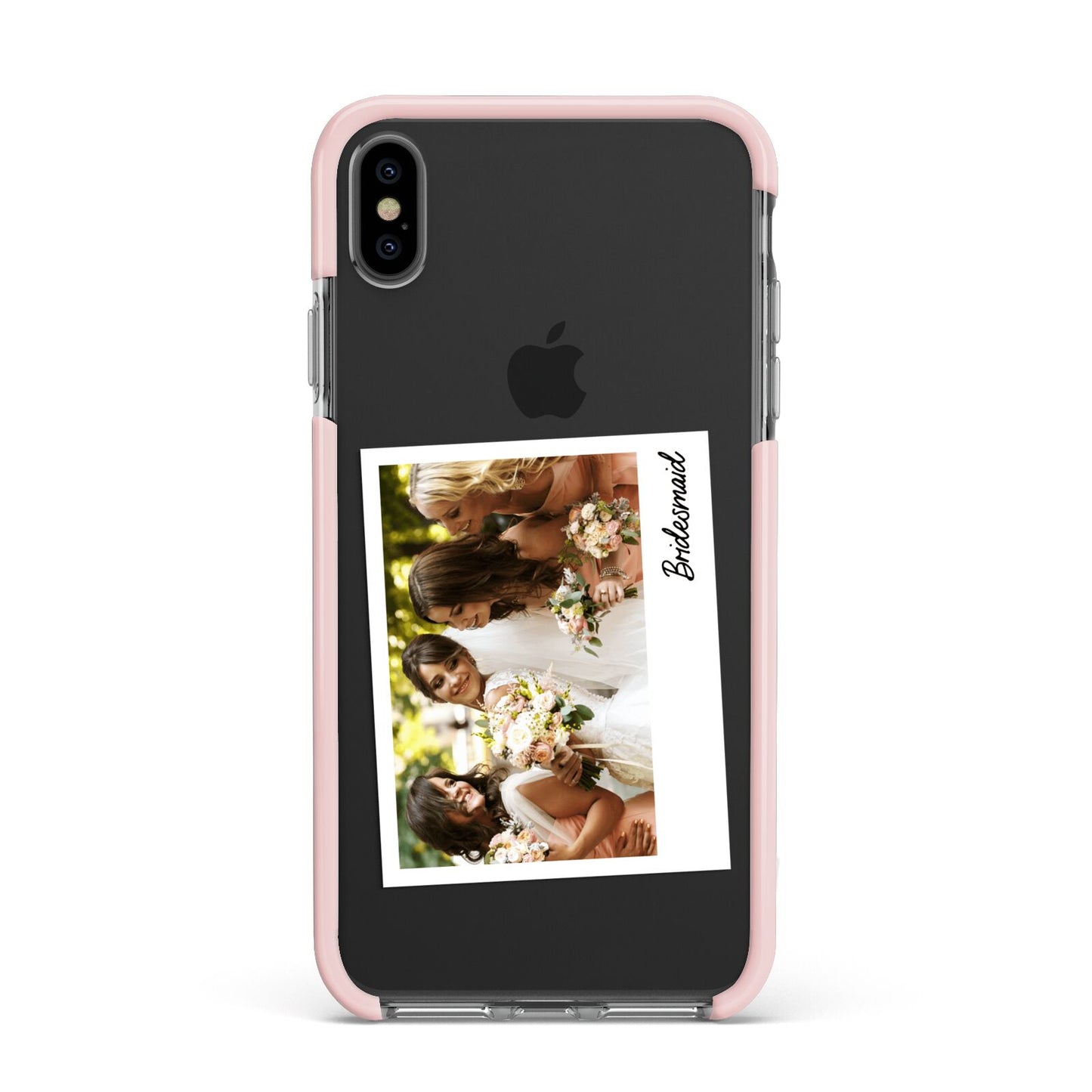 Bridesmaid Photo Apple iPhone Xs Max Impact Case Pink Edge on Black Phone
