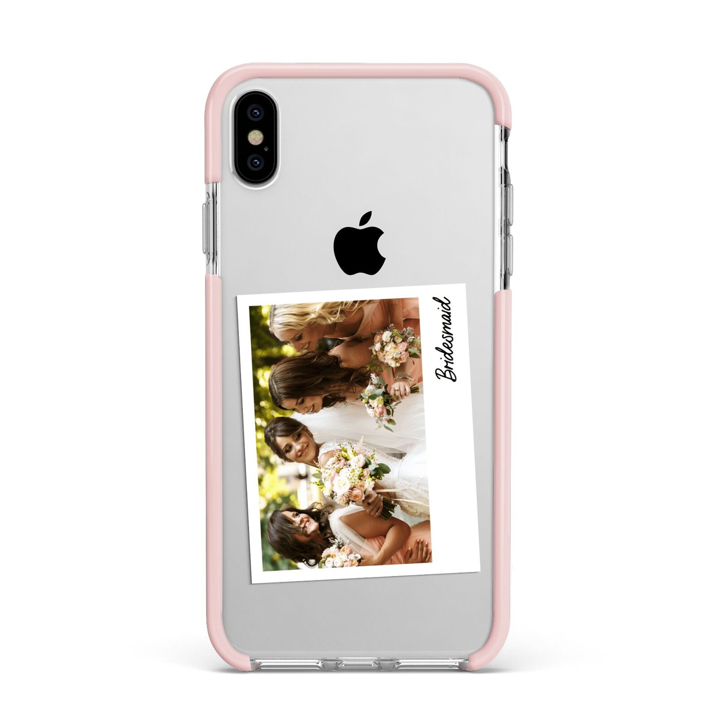 Bridesmaid Photo Apple iPhone Xs Max Impact Case Pink Edge on Silver Phone