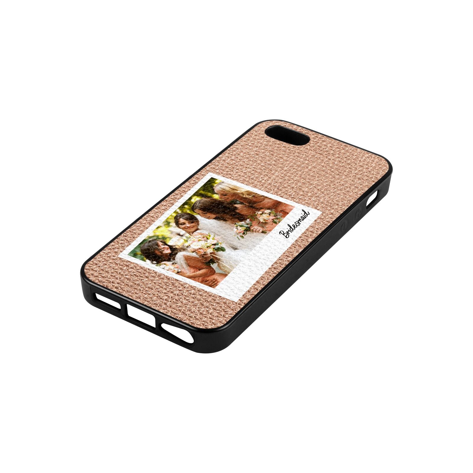 Bridesmaid Photo Rose Gold Pebble Leather iPhone 5 Case Side Angle