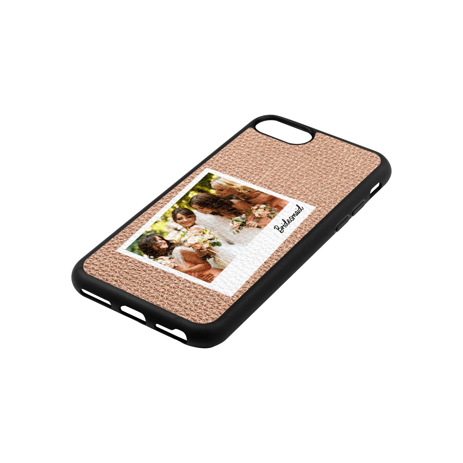 Bridesmaid Photo Rose Gold Pebble Leather iPhone 8 Case Side Angle