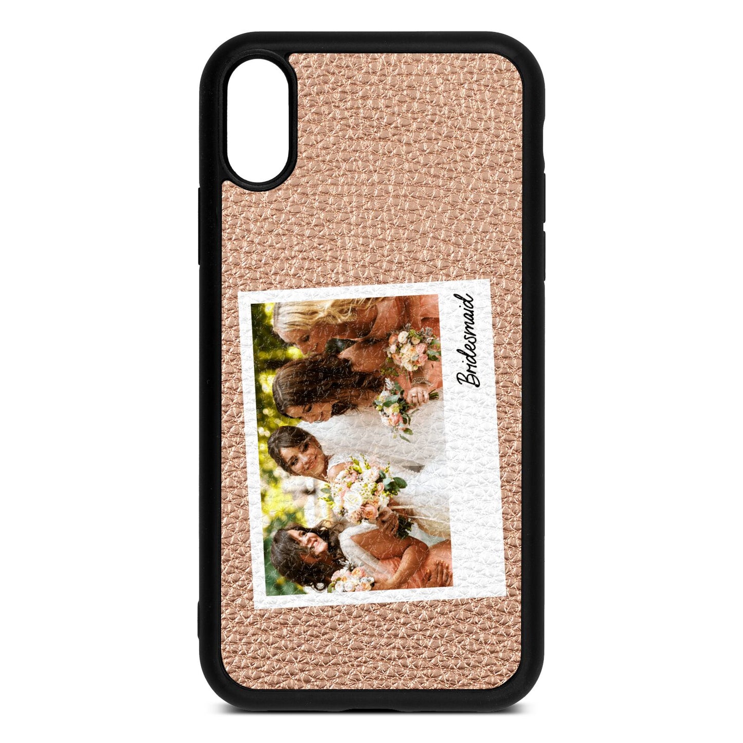 Bridesmaid Photo Rose Gold Pebble Leather iPhone Xr Case