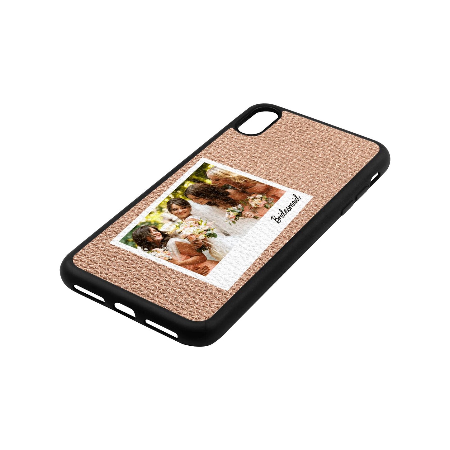 Bridesmaid Photo Rose Gold Pebble Leather iPhone Xs Max Case Side Angle