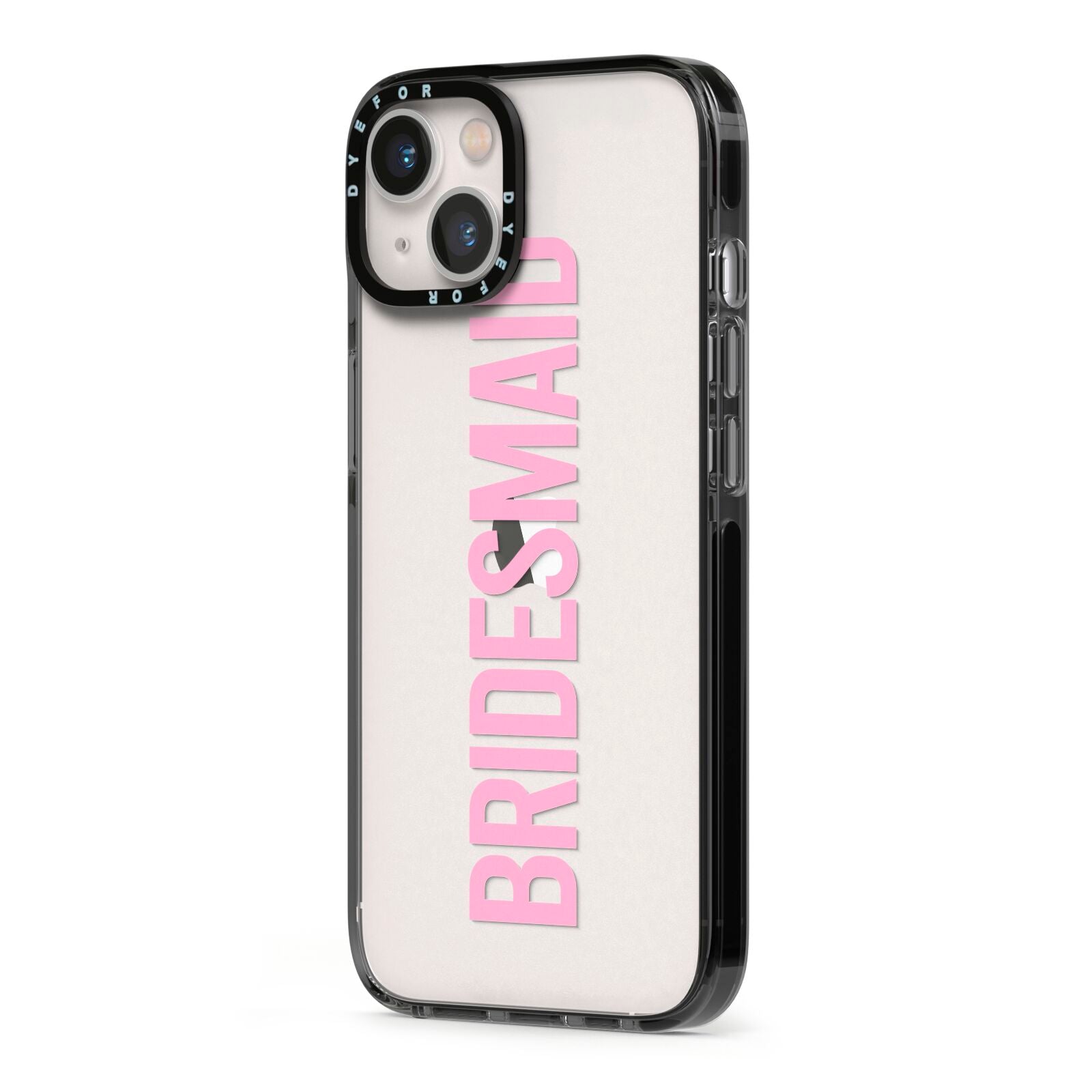 Bridesmaid iPhone 13 Black Impact Case Side Angle on Silver phone