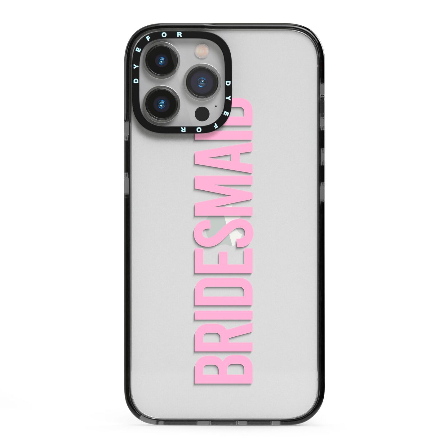 Bridesmaid iPhone 13 Pro Max Black Impact Case on Silver phone