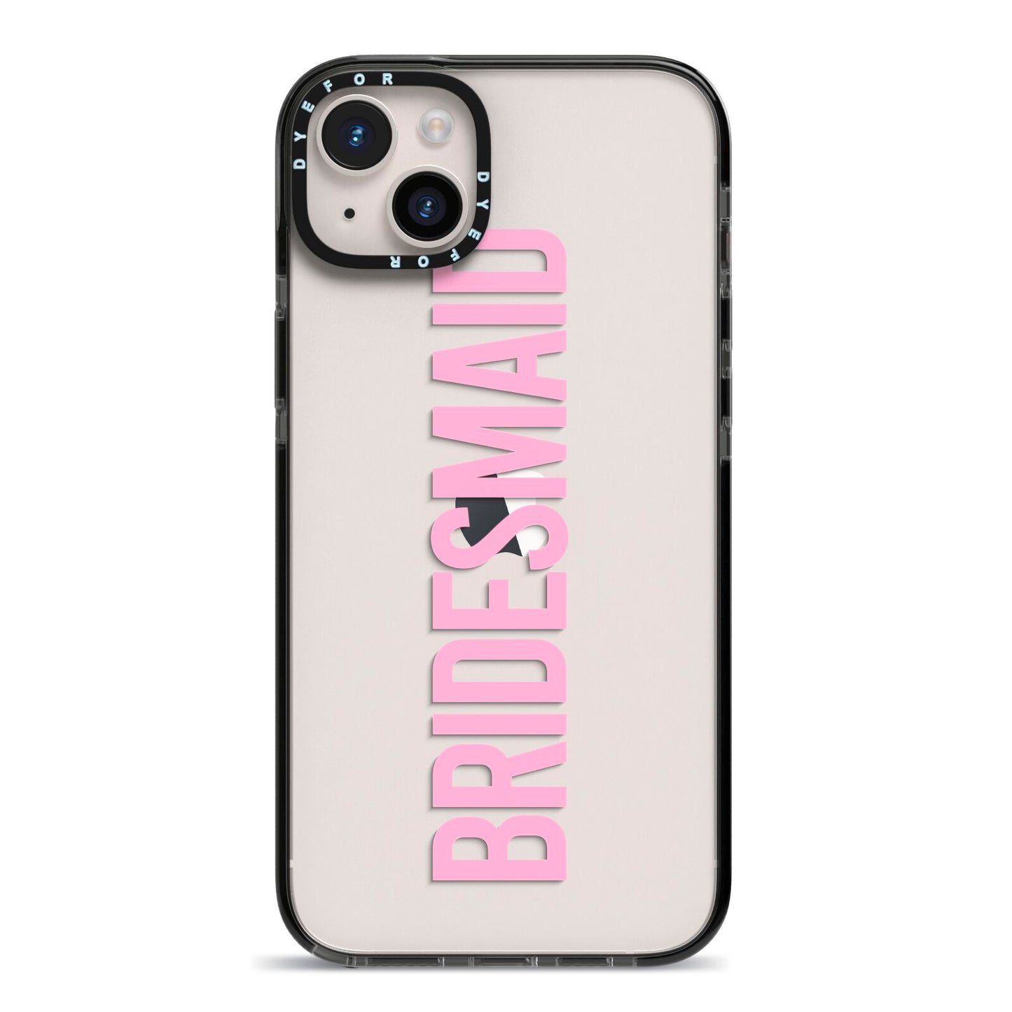 Bridesmaid iPhone 14 Plus Black Impact Case on Silver phone