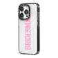 Bridesmaid iPhone 14 Pro Black Impact Case Side Angle on Silver phone