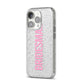 Bridesmaid iPhone 14 Pro Glitter Tough Case Silver Angled Image