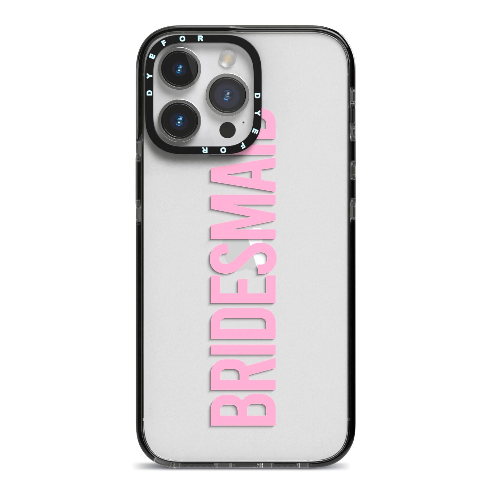 Bridesmaid iPhone 14 Pro Max Black Impact Case on Silver phone