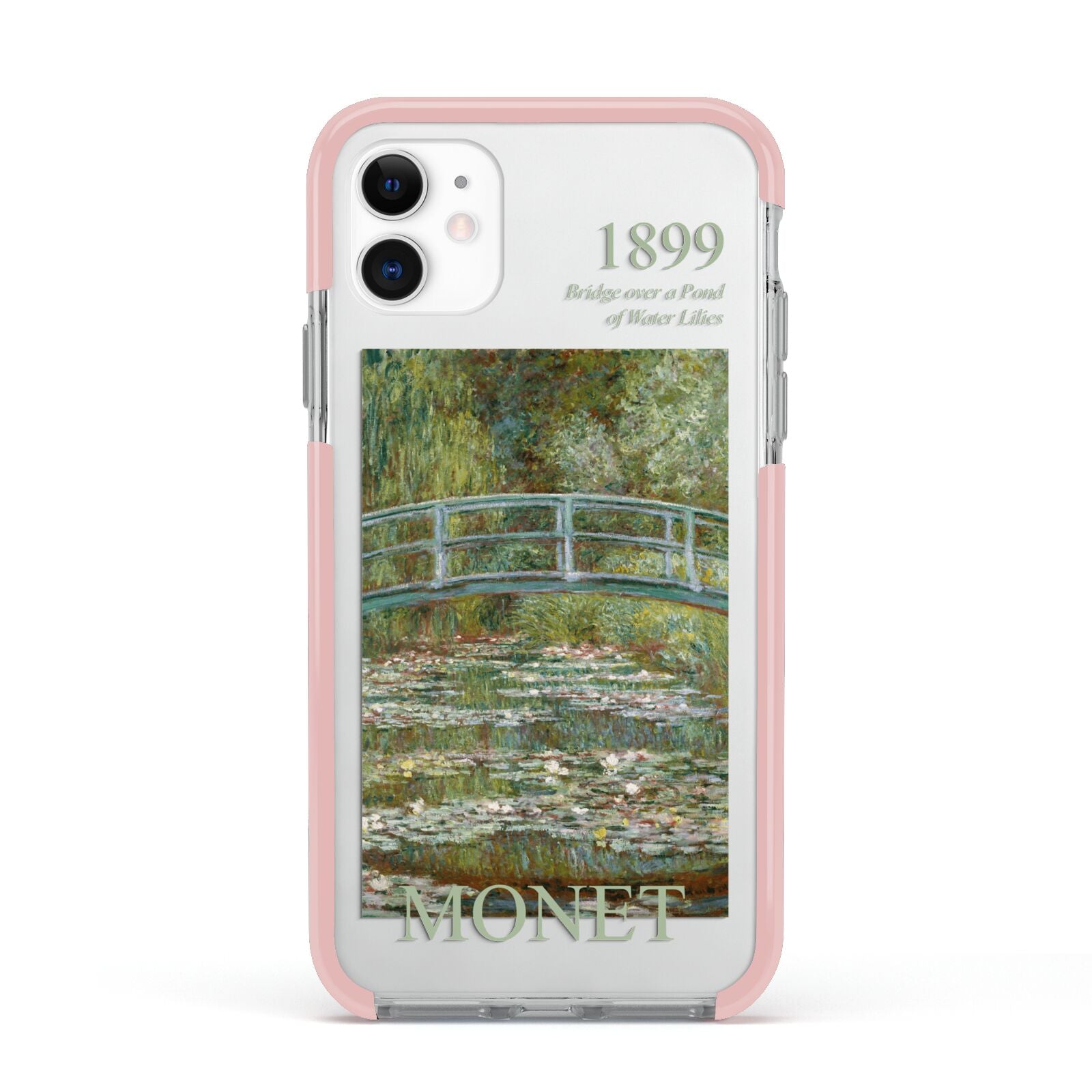 Bridge Over A Pond Of Water Lilies By Monet Apple iPhone 11 in White with Pink Impact Case