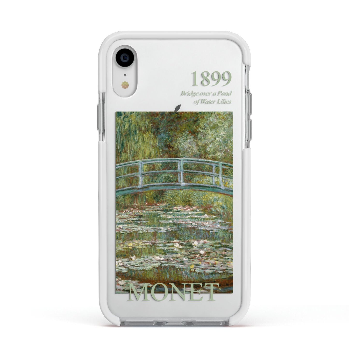 Bridge Over A Pond Of Water Lilies By Monet Apple iPhone XR Impact Case White Edge on Silver Phone