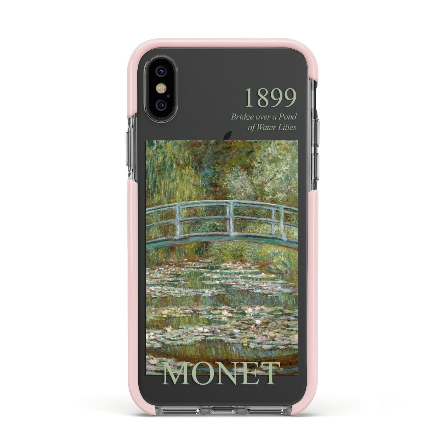 Bridge Over A Pond Of Water Lilies By Monet Apple iPhone Xs Impact Case Pink Edge on Black Phone
