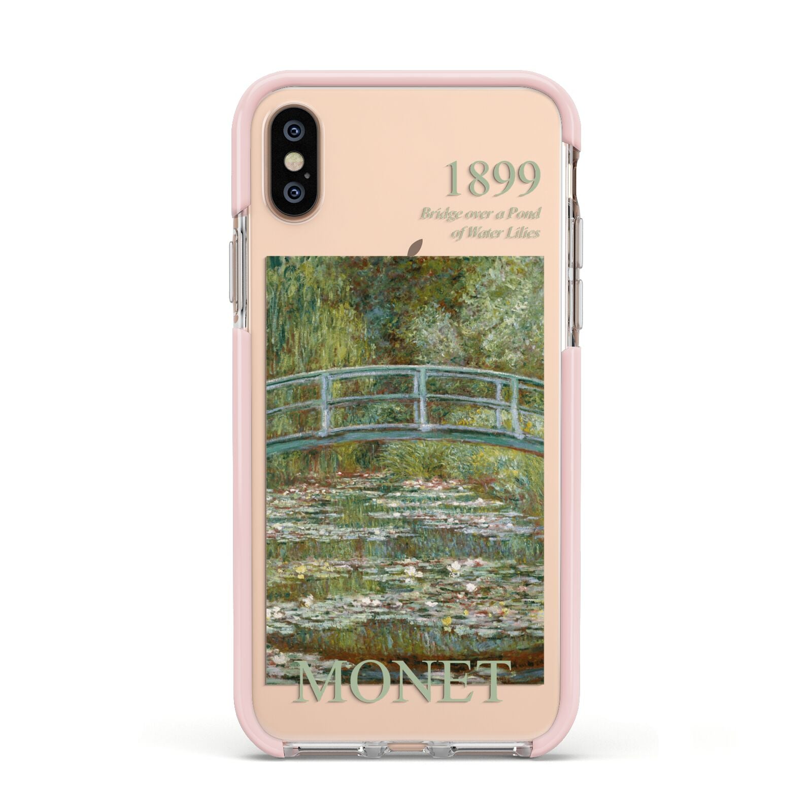 Bridge Over A Pond Of Water Lilies By Monet Apple iPhone Xs Impact Case Pink Edge on Gold Phone