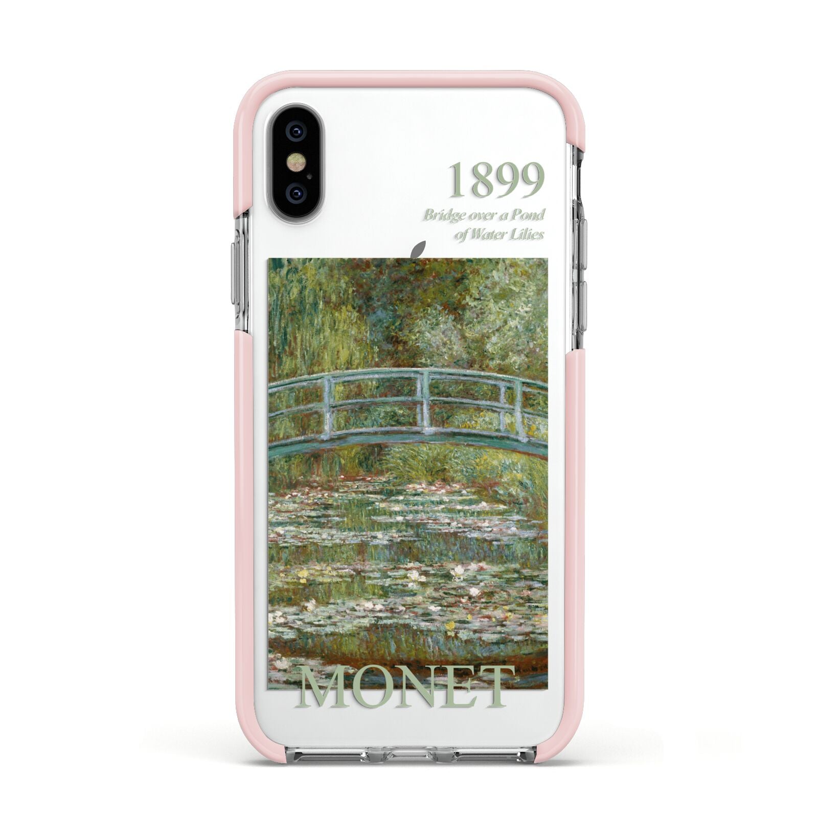 Bridge Over A Pond Of Water Lilies By Monet Apple iPhone Xs Impact Case Pink Edge on Silver Phone