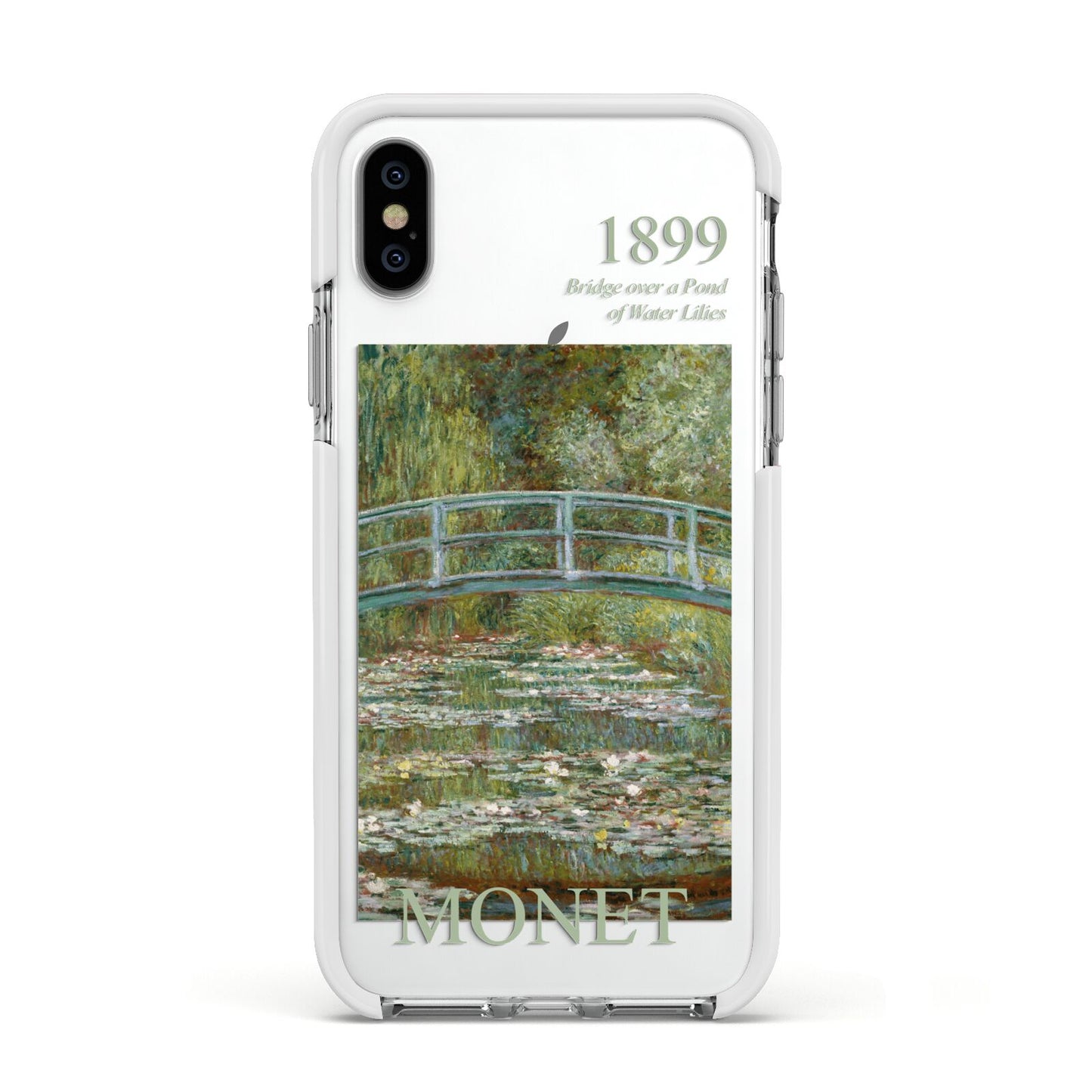 Bridge Over A Pond Of Water Lilies By Monet Apple iPhone Xs Impact Case White Edge on Silver Phone