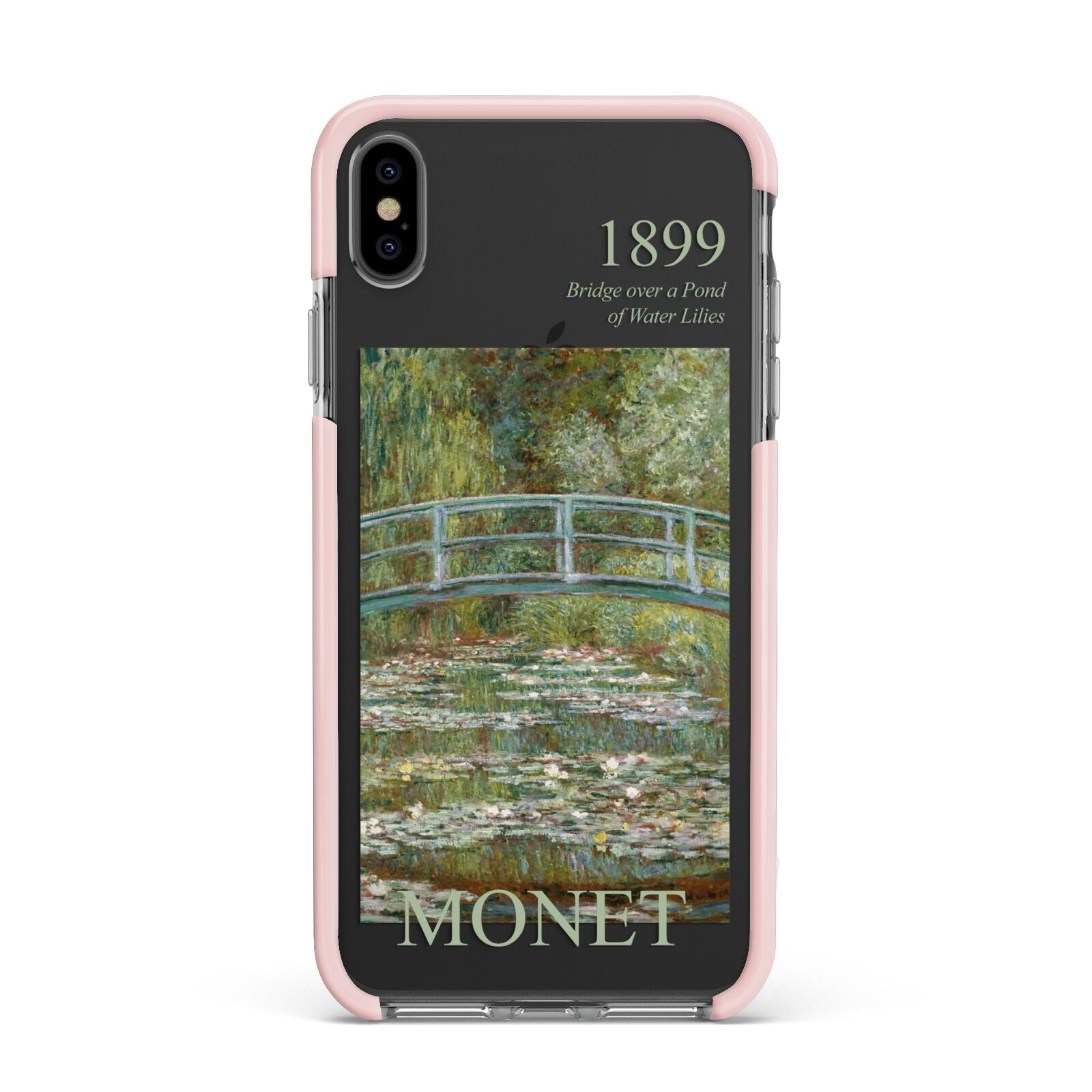 Bridge Over A Pond Of Water Lilies By Monet Apple iPhone Xs Max Impact Case Pink Edge on Black Phone