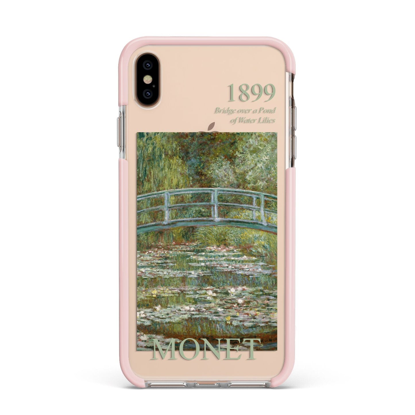Bridge Over A Pond Of Water Lilies By Monet Apple iPhone Xs Max Impact Case Pink Edge on Gold Phone