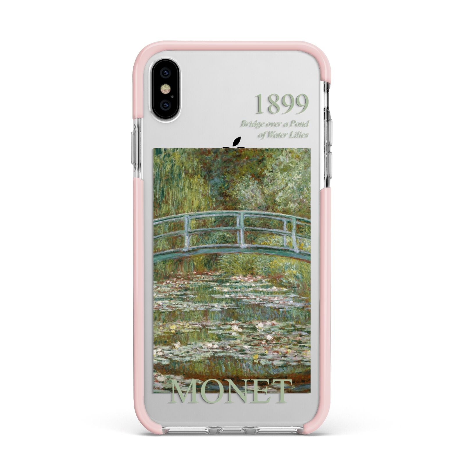 Bridge Over A Pond Of Water Lilies By Monet Apple iPhone Xs Max Impact Case Pink Edge on Silver Phone