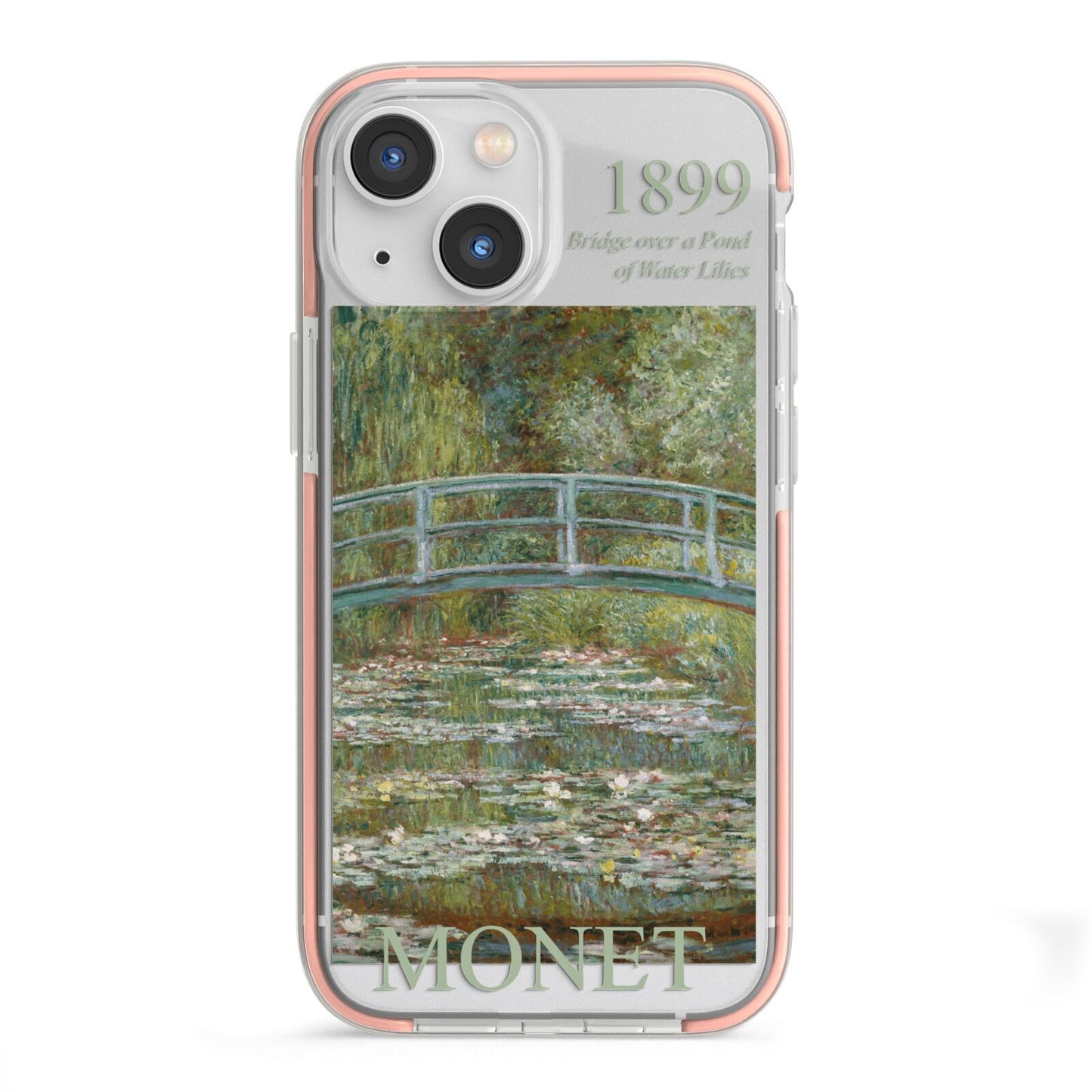 Bridge Over A Pond Of Water Lilies By Monet iPhone 13 Mini TPU Impact Case with Pink Edges