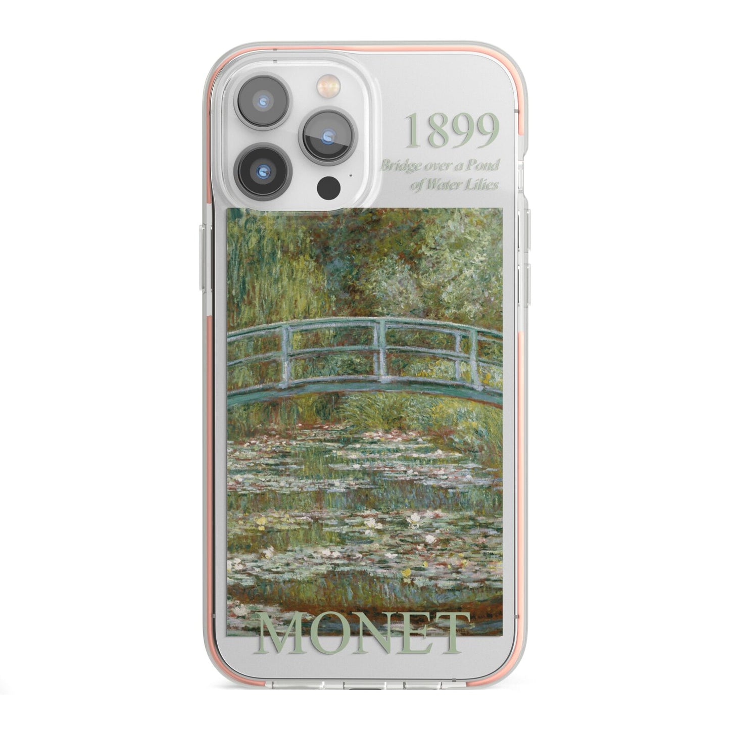 Bridge Over A Pond Of Water Lilies By Monet iPhone 13 Pro Max TPU Impact Case with Pink Edges