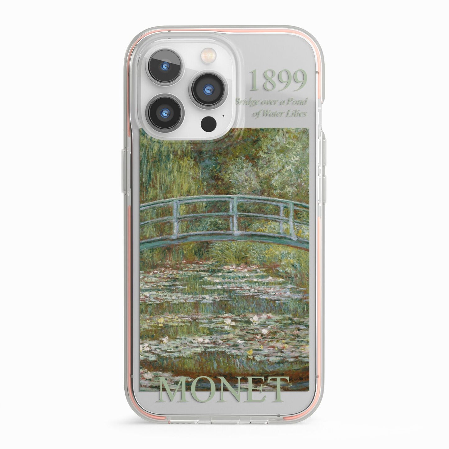Bridge Over A Pond Of Water Lilies By Monet iPhone 13 Pro TPU Impact Case with Pink Edges