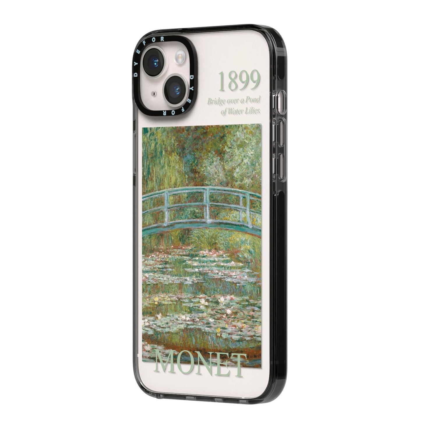 Bridge Over A Pond Of Water Lilies By Monet iPhone 14 Plus Black Impact Case Side Angle on Silver phone