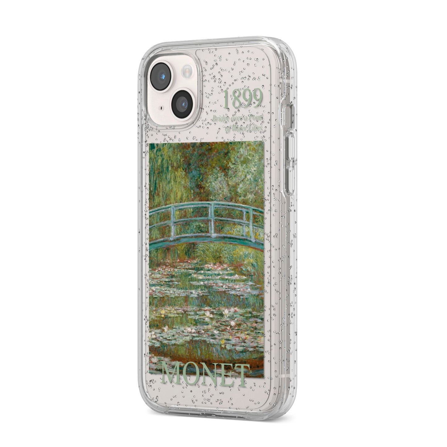 Bridge Over A Pond Of Water Lilies By Monet iPhone 14 Plus Glitter Tough Case Starlight Angled Image