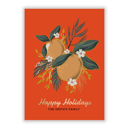 Bright Autumn Apples Happy Holidays A5 Flat Greetings Card