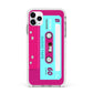 Bright Pink Cassette Tape Apple iPhone 11 Pro Max in Silver with White Impact Case
