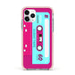 Bright Pink Cassette Tape Apple iPhone 11 Pro in Silver with Pink Impact Case