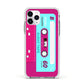 Bright Pink Cassette Tape Apple iPhone 11 Pro in Silver with White Impact Case
