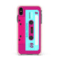 Bright Pink Cassette Tape Apple iPhone Xs Max Impact Case Pink Edge on Black Phone