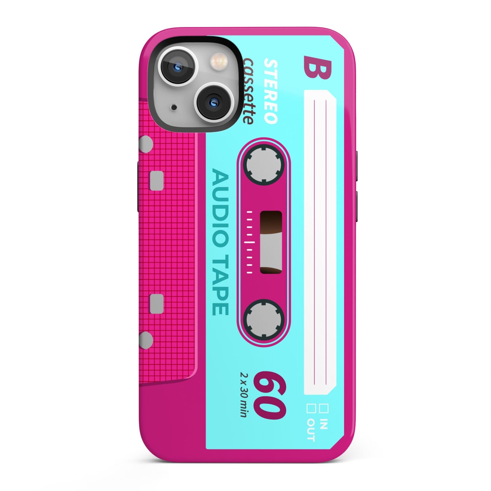 Bright Pink Cassette Tape iPhone 13 Full Wrap 3D Tough Case