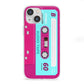Bright Pink Cassette Tape iPhone 13 Mini Clear Bumper Case