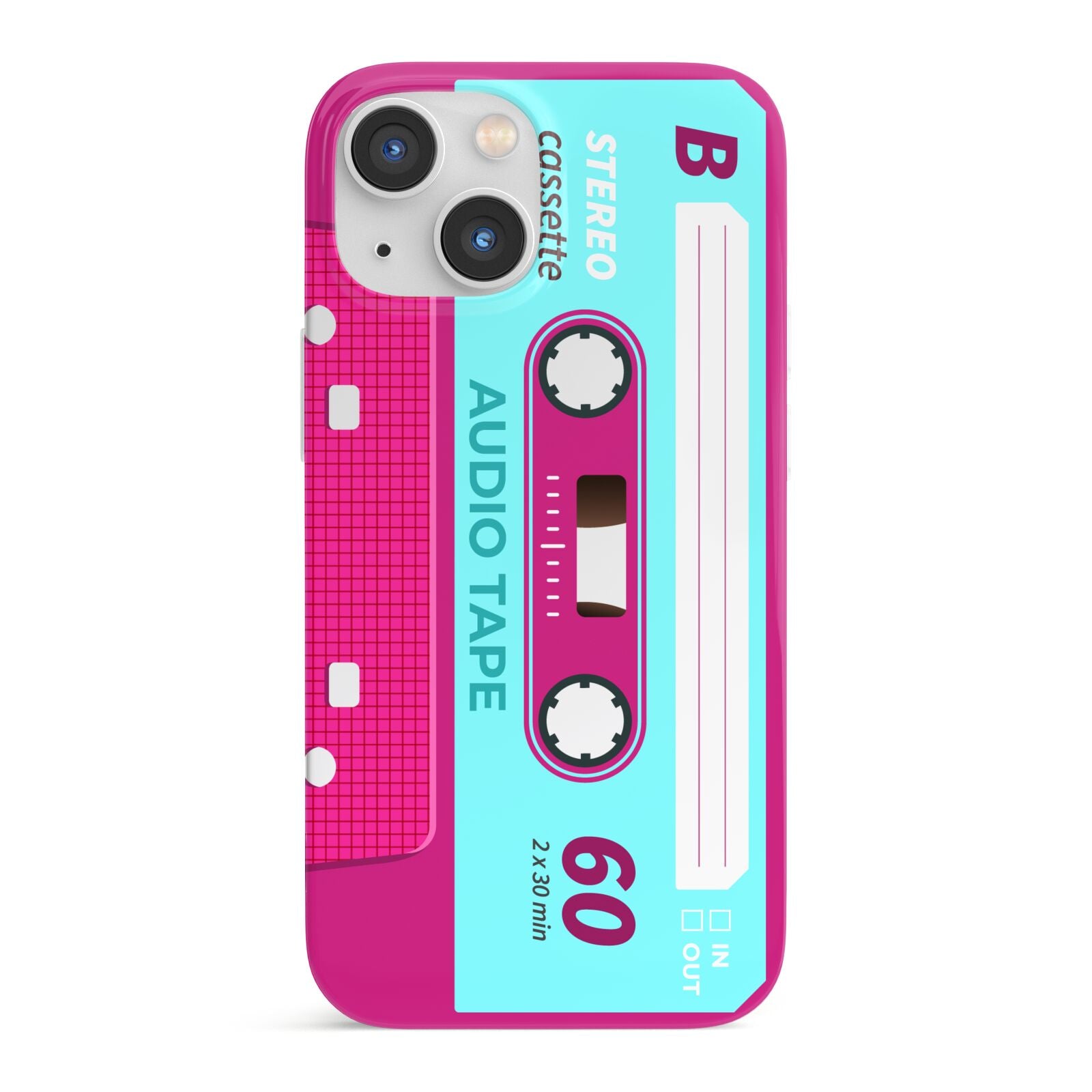 Bright Pink Cassette Tape iPhone 13 Mini Full Wrap 3D Snap Case