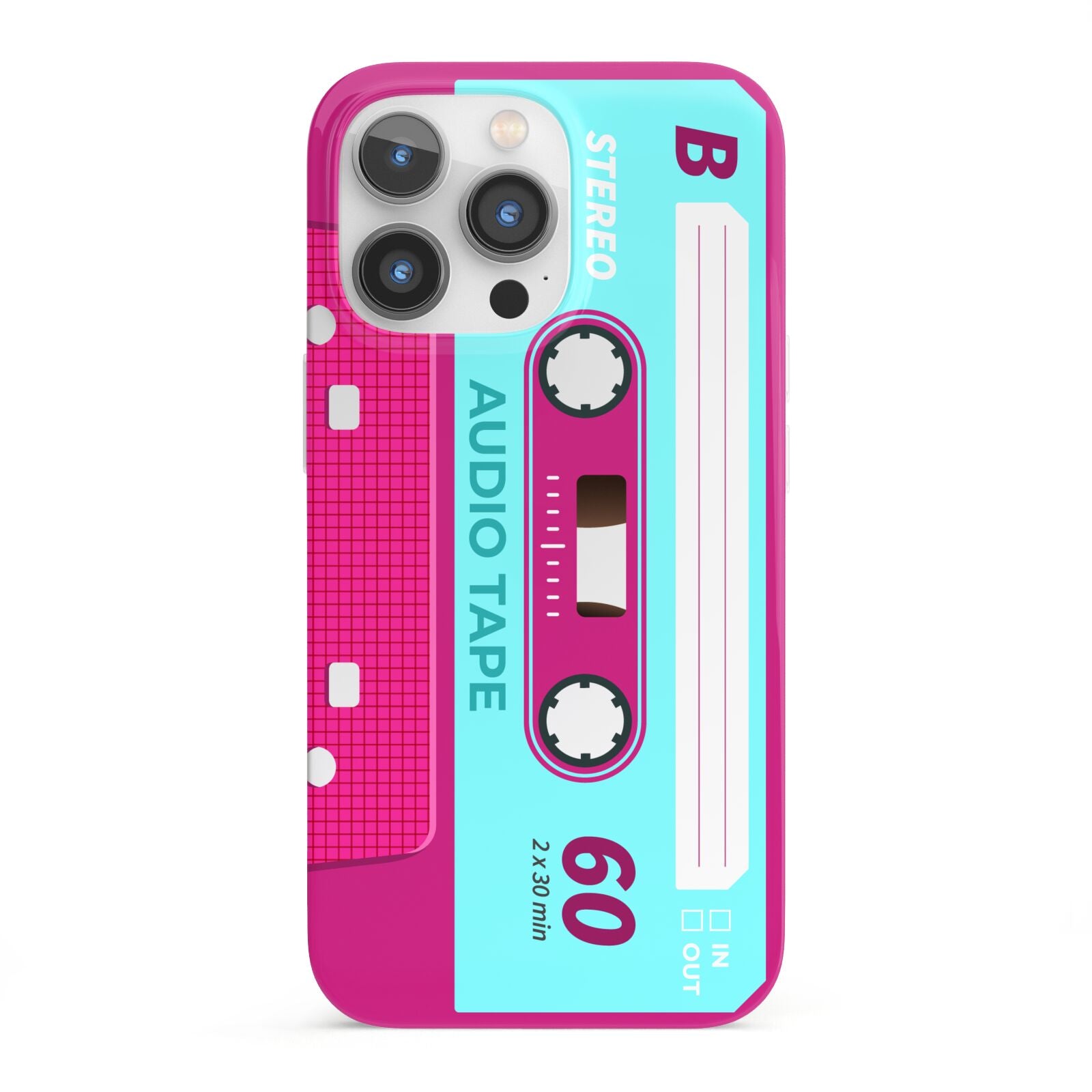 Bright Pink Cassette Tape iPhone 13 Pro Full Wrap 3D Snap Case