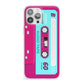 Bright Pink Cassette Tape iPhone 13 Pro Max Clear Bumper Case