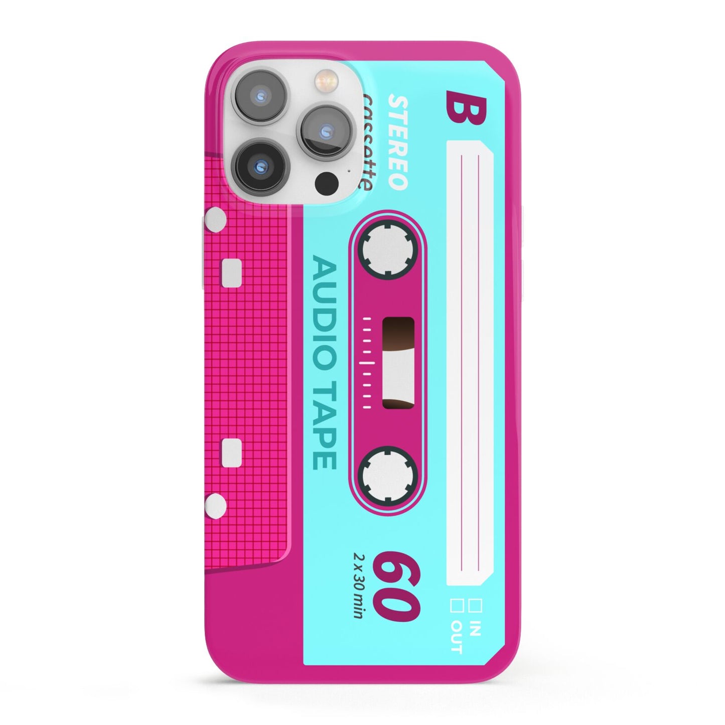 Bright Pink Cassette Tape iPhone 13 Pro Max Full Wrap 3D Snap Case