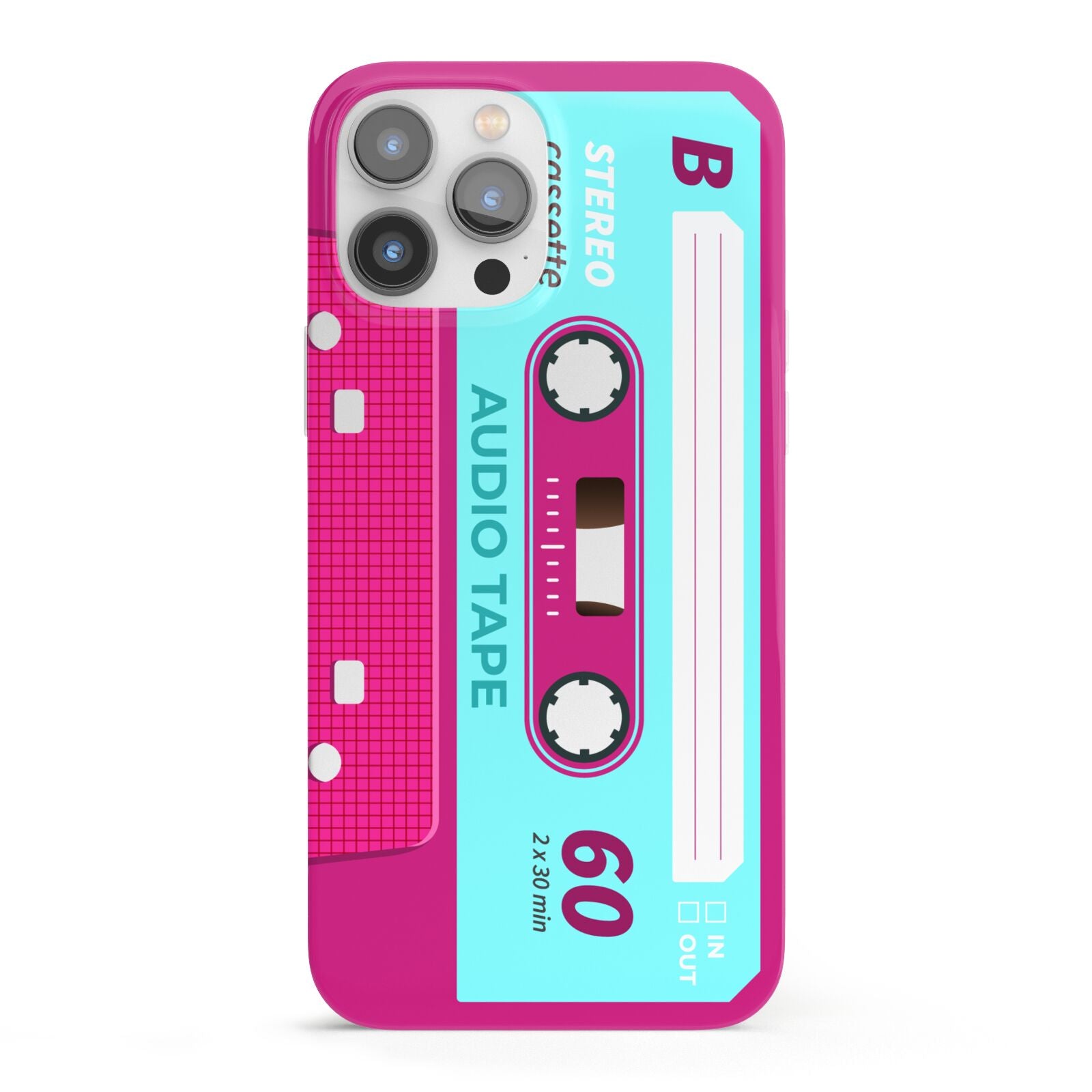 Bright Pink Cassette Tape iPhone 13 Pro Max Full Wrap 3D Snap Case