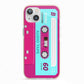 Bright Pink Cassette Tape iPhone 13 TPU Impact Case with Pink Edges
