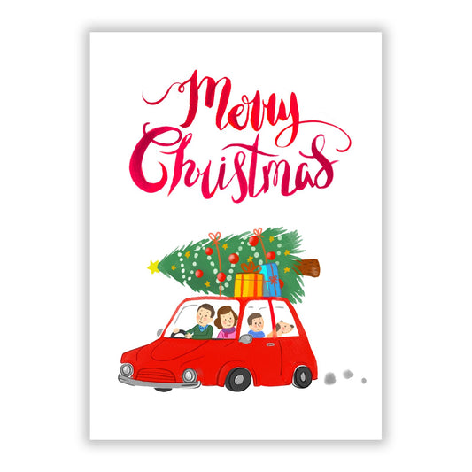 Bringing Home the Tree A5 Flat Greetings Card