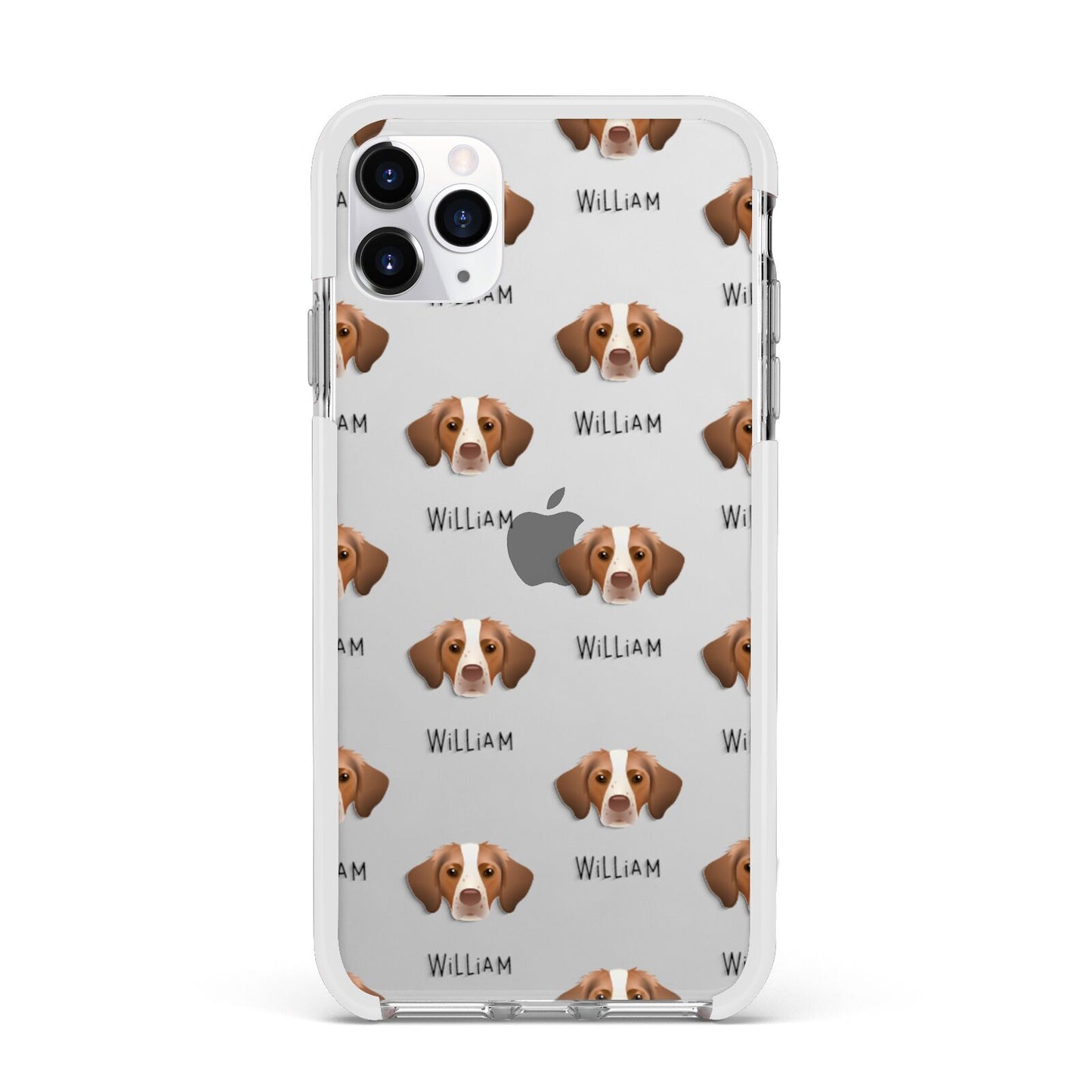 Brittany Icon with Name Apple iPhone 11 Pro Max in Silver with White Impact Case