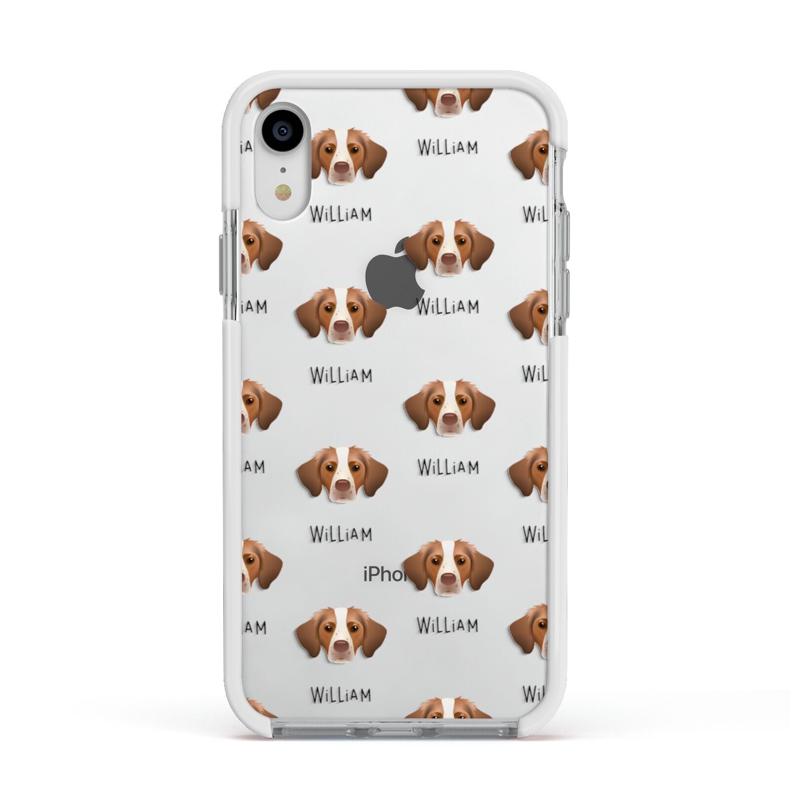 Brittany Icon with Name Apple iPhone XR Impact Case White Edge on Silver Phone